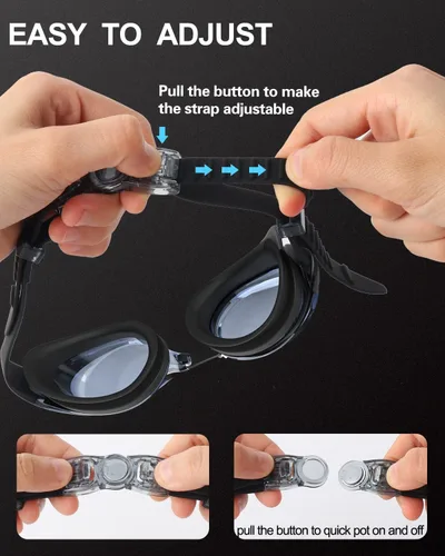 Vista 6 de Gafas de natación, paquete de 2 gafas de natación para hombres, mujeres, adultos, jóvenes, antivaho y sin fugas, visión clara, protección UV