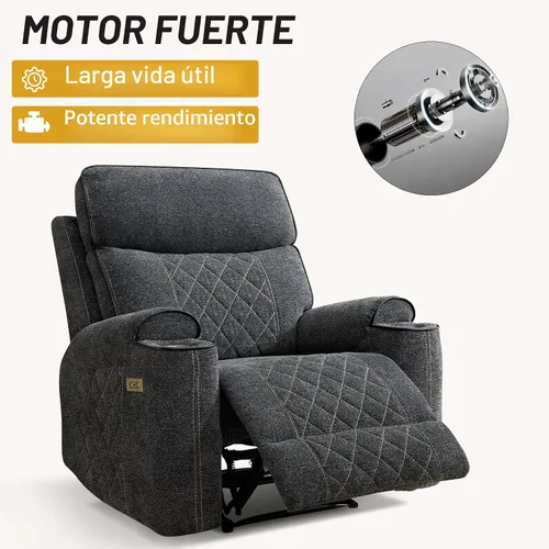 Vista 3 de HAOMARKETS Silla reclinable eléctrica, sillón reclinable eléctrico de tela suave con portavasos de metal, sillas reclinables de alta resistencia