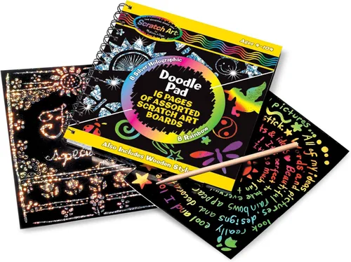 Vista 5 de Melissa & Doug Scratch Art anotador con 16 tablas para raspar y lápiz óptico