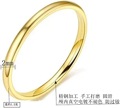 Vista 2 de COLORFUL BLING Juego de anillos apilables de acero inoxidable de titanio fino de 0.079in, con superficie pulida, simple para hombres y mujeres
