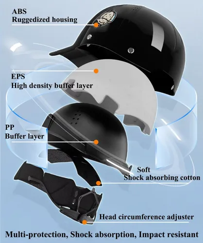 Vista 3 de Casco retro novedoso y genial, gorra de béisbol alemana vintage para motocicleta, casco de cara abierta, para adultos, mujeres y hombres, ciclismo