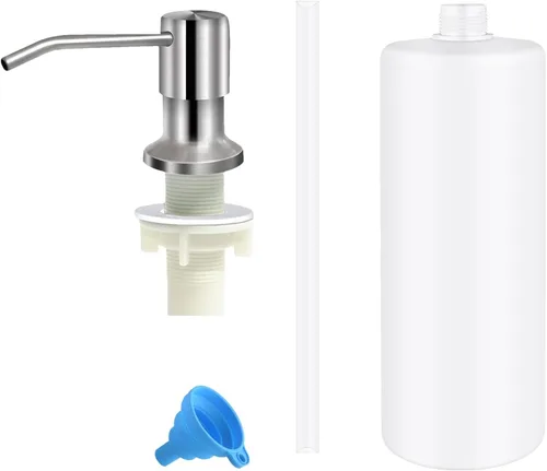 Vista 7 de Dispensador de jabón para fregadero de cocina, dispensador de jabón integrado de acero inoxidable Cabezal de bomba de encimera, dispensador
