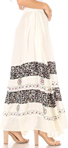 Vista 4 de Sakkas Sandra - Falda larga casual para mujer, estilo bohemio, cintura elástica y bolsillos