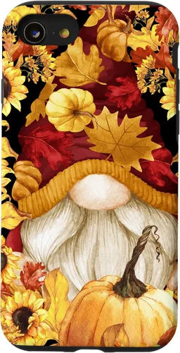Vista 18 de iPhone 16 Lindos accesorios de otoño otoño con calabaza girasol gnomo caso