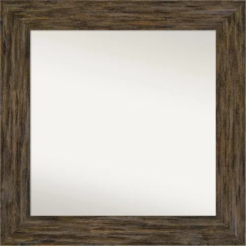 Vista 92 de Amanti Art Espejo personalizado, espejo de baño marrón Fencepost, espejo de pared o espejo de tocador de baño sobre el fregadero (27 x 27 pulgadas)