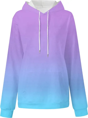 Vista 3 de Ceboyel Sudadera de gran tamaño con estampado de neón para mujer, sudadera con cordón, suéter de moda, ropa de moda de otoño 2023