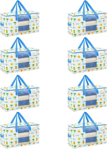 Vista 18 de VENO Paquete de 4 bolsas de mudanza resistentes, bolsas de almacenamiento de ropa y edredón con ventana transparente, suministros de embalaje