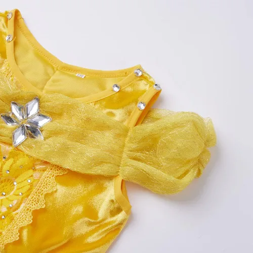 Vista 5 de Disfraz de princesa Elsa para niñas pequeñas, vestido de princesa con accesorios, Cenicienta, cosplay, reina nieve