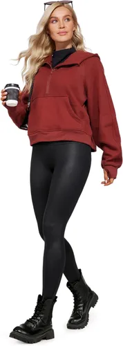 Vista 3 de CRZ YOGA Butterluxe Matte Faux Leather Leggings for Women 28'' - No Front Seam High Waist Stretch Tights Pleather Pants