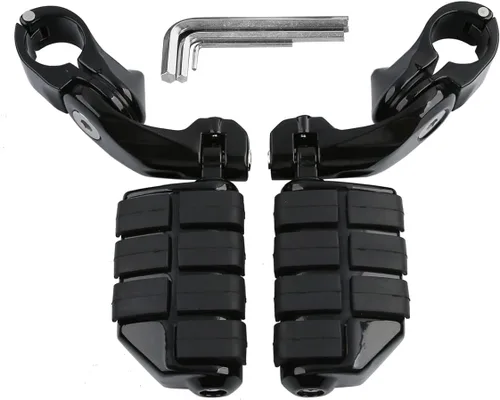 Vista 12 de TCT-MOTORPARTS Estriberas de pie de carretera de montaje largo para Harley Electra Glide, todo con protectores de motor de 1-1/4 pulgadas 1.25 Negro