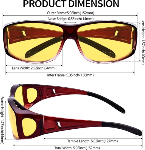 Vista 2 de URUMQI Lentes de conducción de visión nocturna para hombres y mujeres, lentes polarizados antirreflejos, lentes de noche HD amarillos