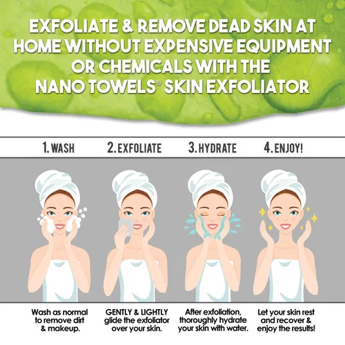 Vista 5 de Limpiador exfoliante de piel Nano Towels Lavado facial de microdermoabrasión personal, tóner de poros y paño de exfoliante corporal Removedor