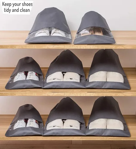Vista 4 de Bolsa de zapatos no tejida de 12 piezas portátil para zapatos de viaje, bolsa de almacenamiento para viajes y almacenamiento, organizador de bolsa
