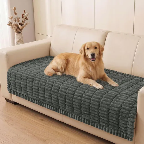 Vista 35 de Smiry - Funda para sofá para perros lavable, fundas para sofá de mascotas no deslizantes y peludas para sofá de 3 cojines, aptas para mascotas