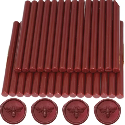 Vista 8 de 30 barras de sellado de cera de bronce, 30 varillas de sellado de cera para sello de cera, mini pistola de cera para sellar palos de sellado, apto