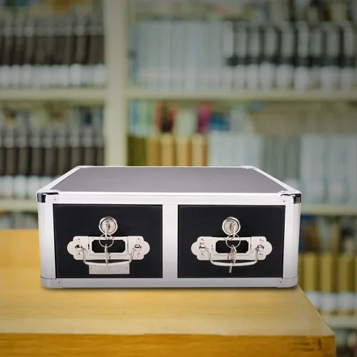 Vista 2 de Vaultz Cerradura 3 x 5 gabinete de la tarjeta de índice, cajón doble, negro (VZ01393)