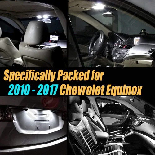 Vista 2 de Paquete de 12 luces LED para interior de automóvil, color blanco superblanco, 6000K, compatible con Chevrolet Equinox 2010-2017