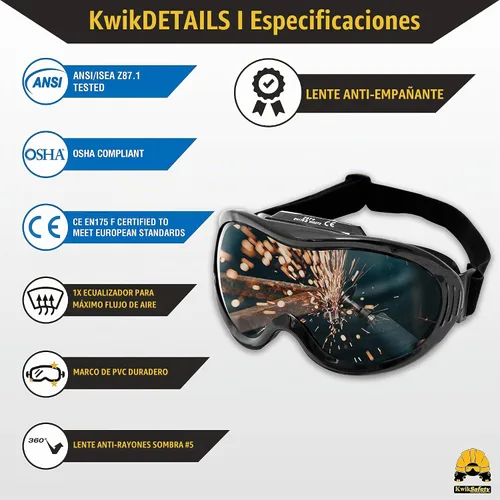 Vista 4 de KwikSafety - Charlotte, NC - Black Welding Goggles Brazing Flame Cutting Eye Protection