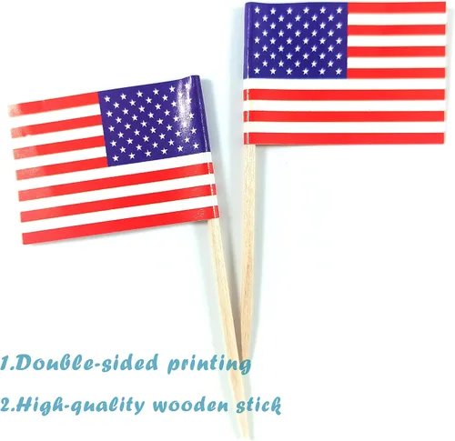 Vista 4 de QQSD Bandera de palillo de dientes de Alabama para decoración de cupcakes, 100