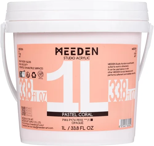 Vista 19 de MEEDEN Juego de pintura acrílica: 1L/33.8 oz x 12 colores pinturas acrílicas grandes a granel - Pinturas artísticas brillantes de cuerpo pesado