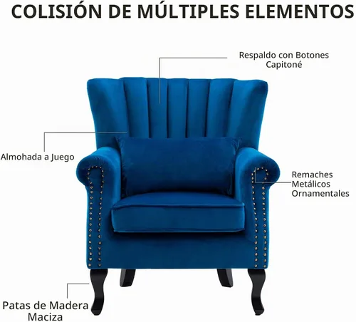 Vista 3 de LZAREAL Sillas de Brazo de Lectura Accent Sillas Midcentury Modernas Cómodas Silla de Sofá de Esquina, Silla de Club Wingback de Sala de Espera