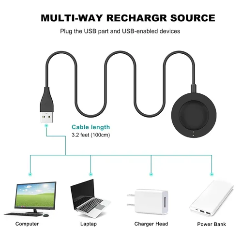 Vista 6 de Meliya Cable de carga para Fossil Gen 6/5/5e/4, cable de carga USB de 3.3 pies para reloj inteligente Fossil