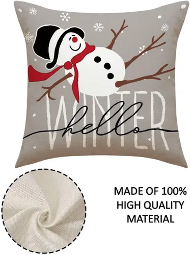 Vista 6 de Fundas de almohada navideñas de muñeco de nieve de 18 pulgadas, 4 piezas, decoraciones festivas para el hogar (4 piezas mixtas)
