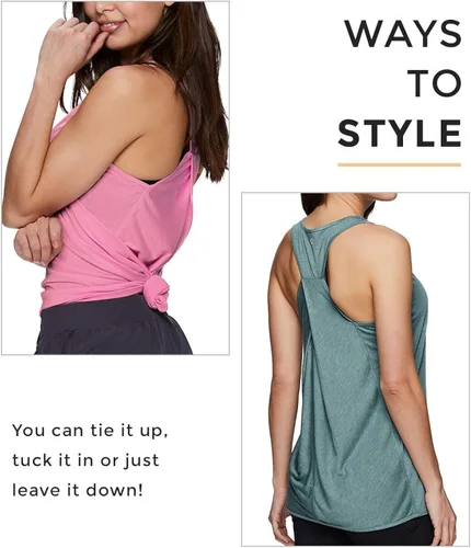 Vista 6 de RBX Active - Camiseta de tirantes para mujer con detalle trasero, holgada.