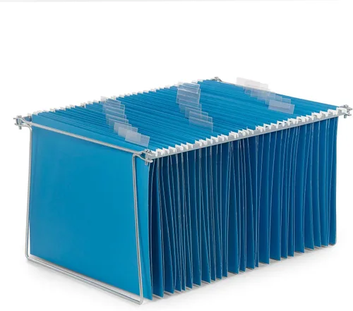Vista 4 de Barras de archivo colgantes Blue Summit para archivador, tamaño carta, 13x17.5, barras de soporte para archivos de metal en escritorio, inserto