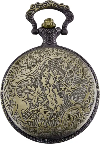 Vista 5 de Reloj de bolsillo con tren de vapor de cuarzo para hombres y mujeres con cadena, bronce, Bronce 1, Retro