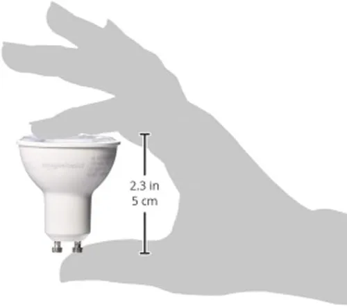 Vista 4 de Bombilla LED Amazon Basics MR16, equivalente a 50 vatios, 7W de eficiencia energética, base GU10, luz blanca diurna 5000K, regulable, vida útil