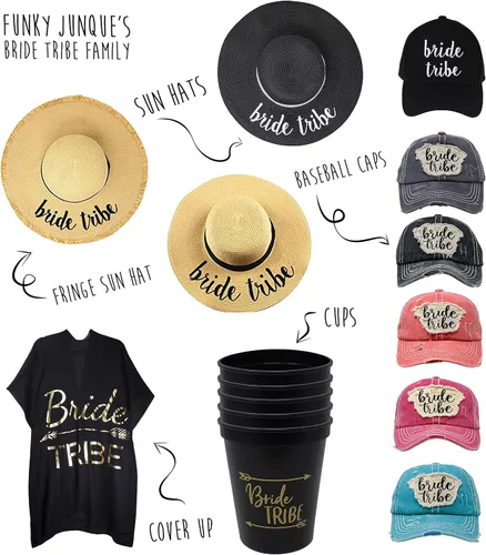 Vista 7 de Funky Junque Sombrero de novia para mujer, accesorio de despedida de soltera, luna de miel, UPF 50, playa, floppy sol