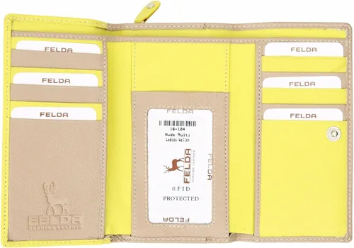 Vista 5 de Cartera RFID de cuero genuino para mujer multicolor 19 ranuras para tarjetas