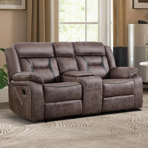 Vista 13 de Sofá reclinable manual de cuero sintético, sofá reclinable de 3 plazas, sofá cama para sala de estar, muebles, sala de reuniones, marrón oscuro