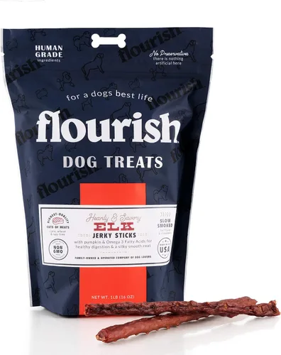 Vista 7 de Flourish Pets Angus - Palitos de carne seca de res, golosinas para perros, masticables de entrenamiento saludable (8 onzas)