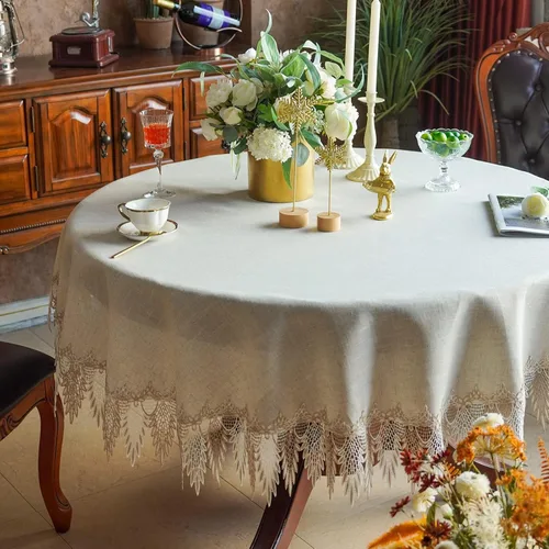 Vista 10 de ARTABLE Mantel redondo de encaje rústico macramé bordado manteles de mesa para cosecha, decoración de aparador, granja, cocina y hogar