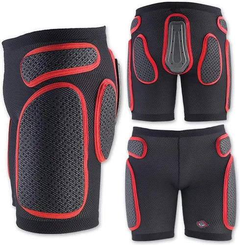Vista 5 de UFO Plast Made in Italy - Pantalones cortos acolchados de plástico para snowboard, esquí, patinaje Negro con rojo Modelo: Sk09125