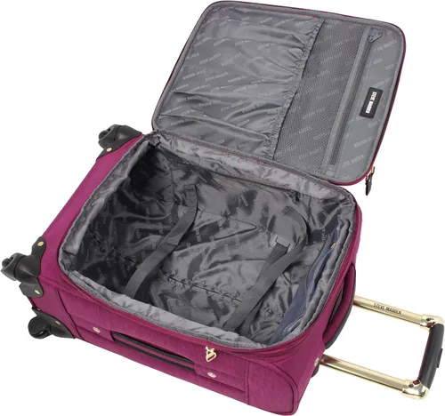 Vista 4 de Steve Madden Colección de equipajes de diseñador, 3 piezas Softside expansible ligero, juego de viaje incluye bolsa debajo del asiento, 20 pulgadas