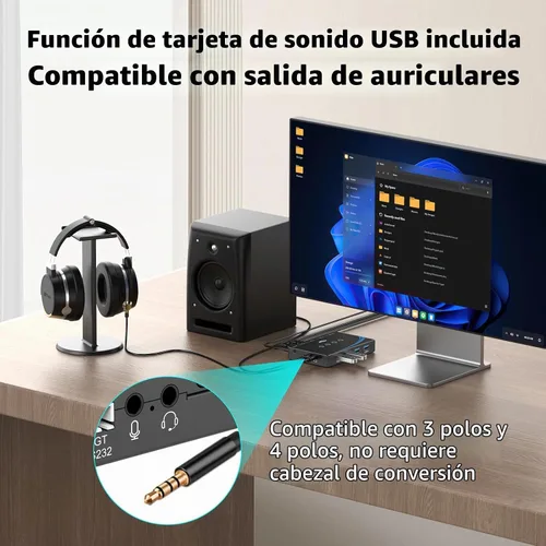 Vista 4 de eKL interruptor USB 3.0 para compartir entre 4 computadoras, 4 puertos USB 3.0, interruptor para PC, laptop, ratón, teclado, escáner, impresora