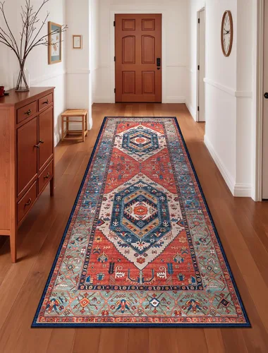 Vista 89 de SERISSA - Tapetes florales vintage, antideslizante, lavable, pequeño, ultrasuave, bohemio, de pelo bajo, para entrada, interiores, habitación