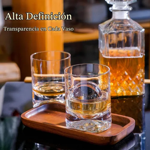 Vista 3 de Juego de 2 Vasos de Whisky de Cristal Soplado a Mano, 12 oz Vasos de Cóctel Old Fashioned, Vaso Lowball Rocks, Base Hexagonal Única para Bourbon