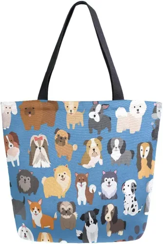 Vista 18 de Naanle Bolsa de lona para mujer, bolso de hombro casual con hoja de palma, reutilizable, multiusos, resistente, para compras, comestibles, algodón