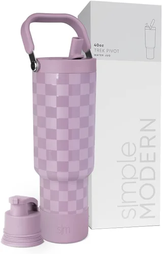 Vista 54 de Simple Modern Trek Pivot Vaso con pajita abatible de 30 oz con asa Botella de agua y protector Tapas intercambiables de pajita y para beber