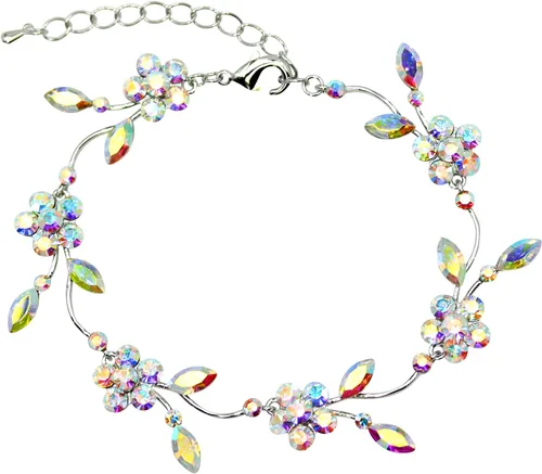 Vista 16 de Faship - Juego de collar y aretes con cristales de imitación florales AB