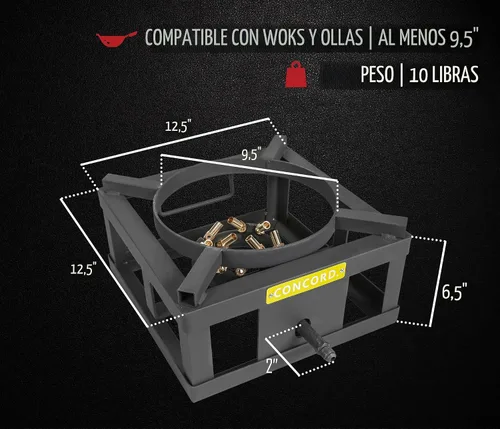Vista 2 de CONCORD THE WOK BLOCK - Quemador de propano único para exteriores de 12 pulgadas con anillo de wok incorporado. 45,000 BTU Ideal para salteado