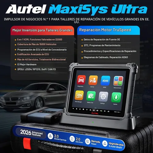 Vista 2 de Autel MaxiSys Ultra Escáner, Top Inteligente con Topología 2.0 y 5IN1 VCMI, Motor TruSpeed, codificación de programación J2534, mejora de MS919