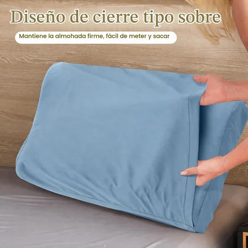 Vista 6 de Cooling Contour - Funda de almohada cervical color azul aguamarina, 24 x 14 Aqua Blue
