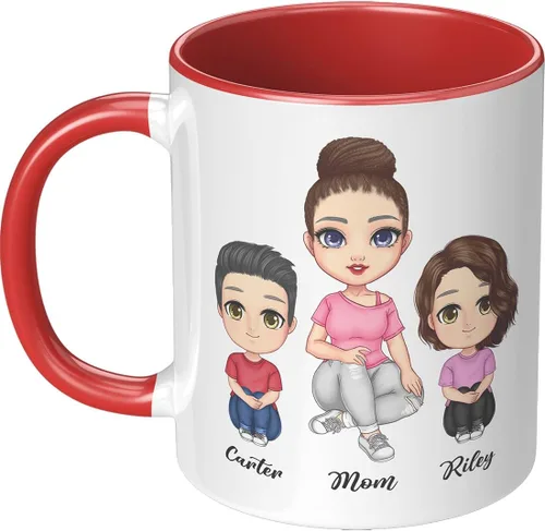 Vista 11 de Taza para el día de la madre para mamá de hija e hijo – Taza de café divertida para la mejor mamá del mundo – Regalo único de cumpleaños para esposa