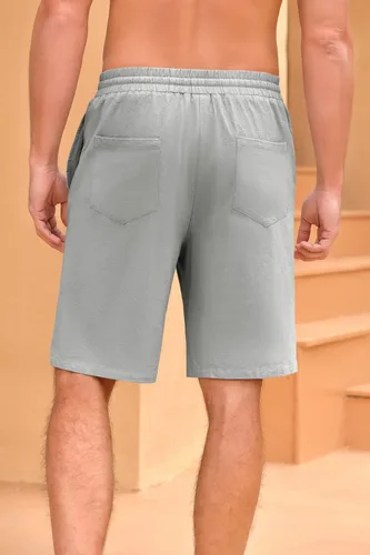 Vista 6 de Conjunto de ropa de cama de algodón para hombre, conjunto cómodo de 2 piezas, conjunto de camisa y pantalones cortos Henley de manga corta