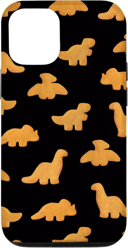 Vista 28 de iPhone 16 Dinos - Patrón de pepitas de pollo Divertida funda negra de dinosaurio realista